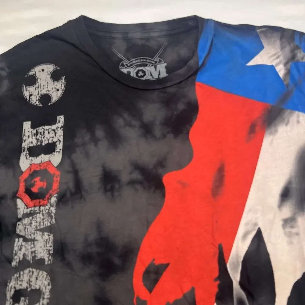 Dom Fight Gear T-Shirt Size M Black Gray Tie Dye Texas Flag MMA American Made